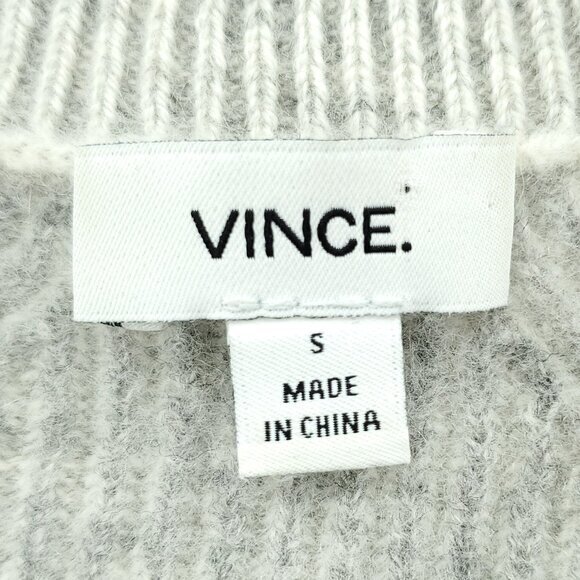 Vince Colorblock/Gradient Cream/Gray Ribbed Crew Sweater S Split Sides - Picture 3 of 14